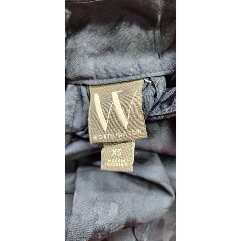 NWOT Worthington Womens Halter Mock Tie Neck Sleeveless Blouse Navy Blue XS Top - Picture 4 of 7